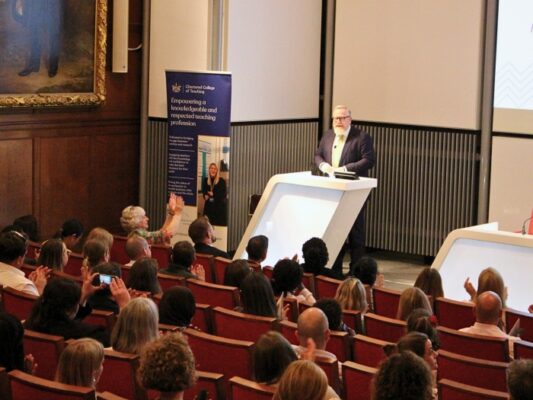 Gareth Conyard delivering his remarks at the lecture